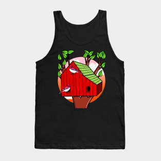 Slant Roof Birdhouse with Cardinals Tank Top